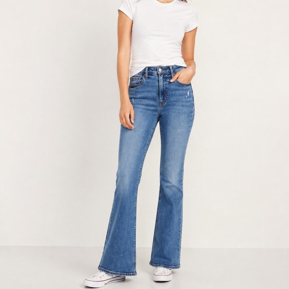 Old Navy Higher High Rise Flare Jeans Secret Smooth Pockets Size 4 Flared Jeans